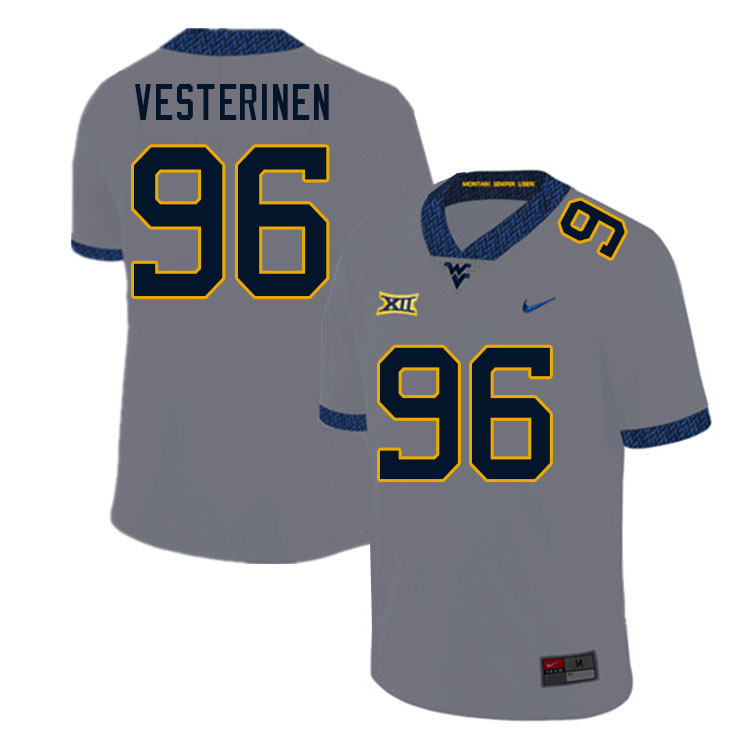Men #96 Edward Vesterinen West Virginia Mountaineers College Football Jerseys Sale-Gray - Click Image to Close